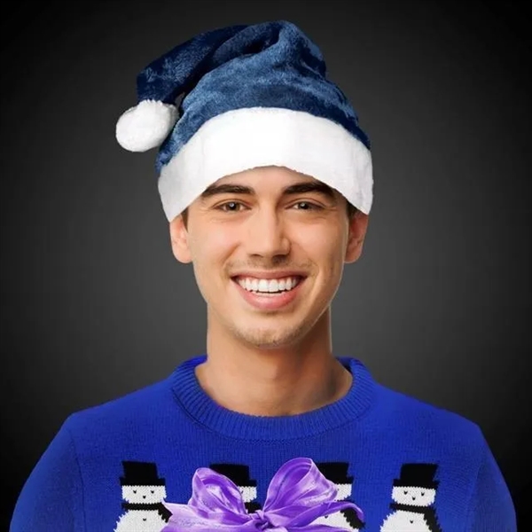Blue Plush Santa Hat - Blue Plush Santa Hat - Image 0 of 3