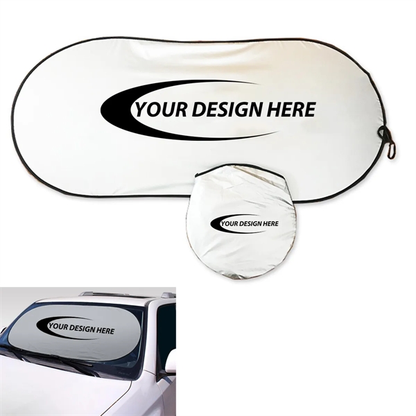 Foldable Car Windshield Sun Shade w/ Custom Imprint - Foldable Car Windshield Sun Shade w/ Custom Imprint - Image 0 of 1