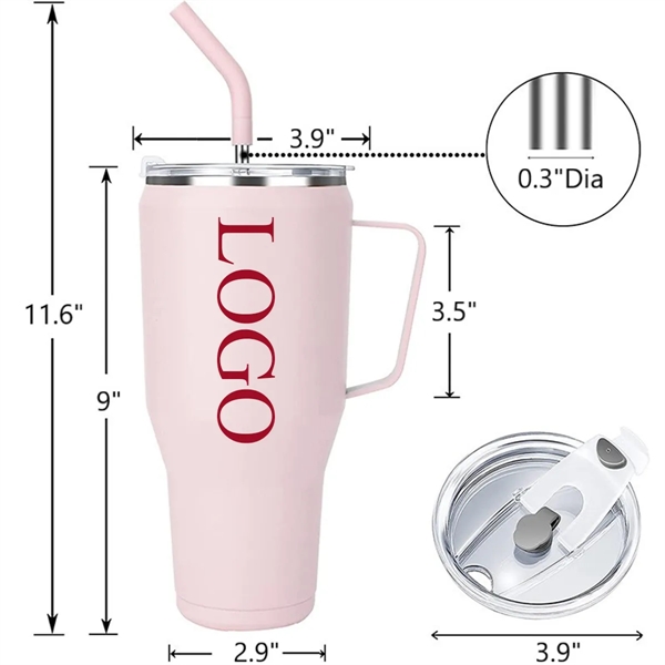 40 Oz Tumbler with Handle & Dishwasher Safe