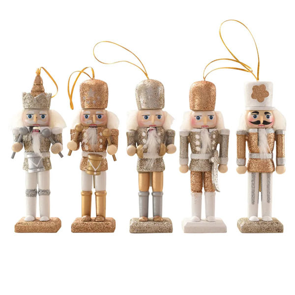 5in Christmas Wooden Nutcracker Ornaments 1 Set of 5pcs - 5in Christmas Wooden Nutcracker Ornaments 1 Set of 5pcs - Image 0 of 5