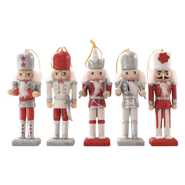 5in Christmas Wooden Nutcracker Ornaments 1 Set of 5pcs - 5in Christmas Wooden Nutcracker Ornaments 1 Set of 5pcs - Image 1 of 5
