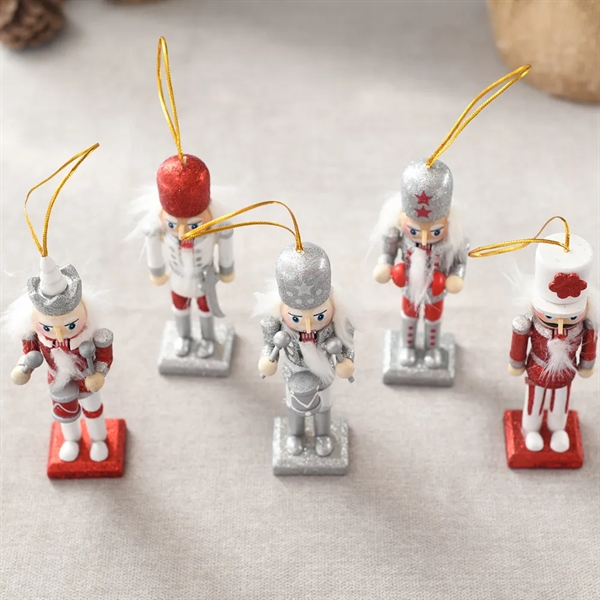 5in Christmas Wooden Nutcracker Ornaments 1 Set of 5pcs - 5in Christmas Wooden Nutcracker Ornaments 1 Set of 5pcs - Image 5 of 5