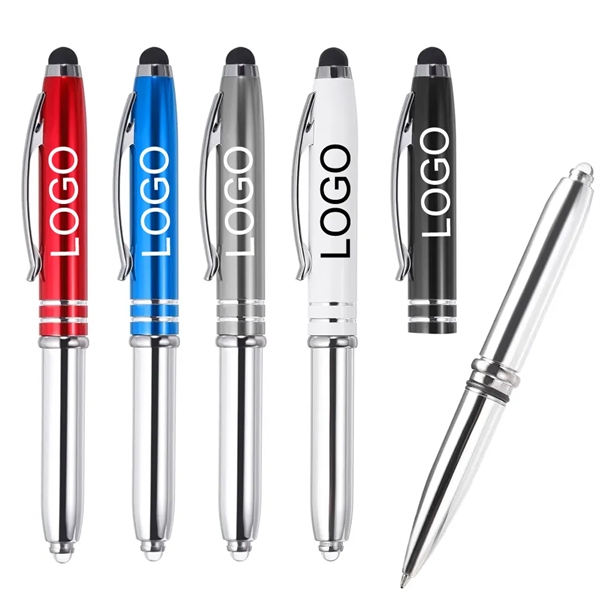 3 in 1 Metal Pen with Stylus and LED Flashlight - 3 in 1 Metal Pen with Stylus and LED Flashlight - Image 0 of 7