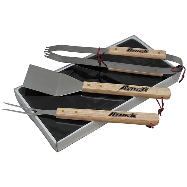 Wood Handle BBQ Set
