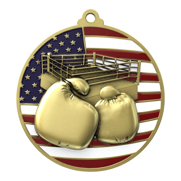 2 3/4" Boxing Patriotic Medal - 2 3/4" Boxing Patriotic Medal - Image 2 of 8