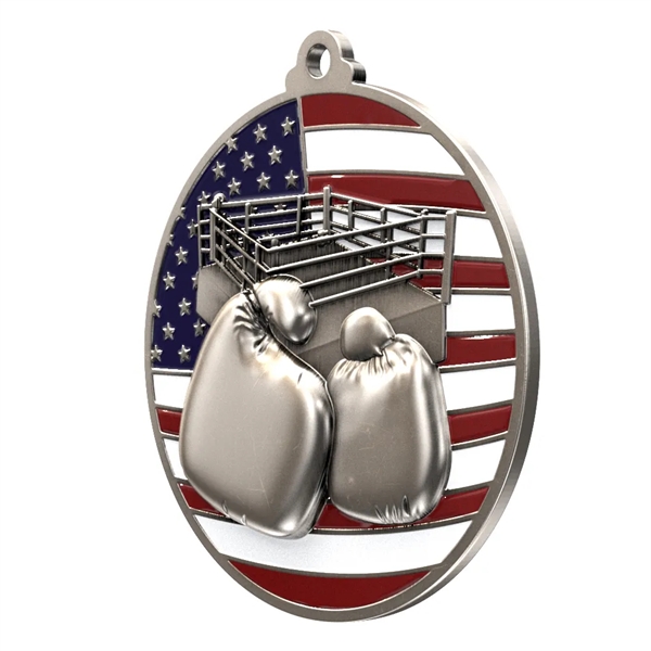 2 3/4" Boxing Patriotic Medal - 2 3/4" Boxing Patriotic Medal - Image 3 of 8