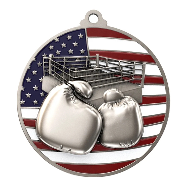 2 3/4" Boxing Patriotic Medal - 2 3/4" Boxing Patriotic Medal - Image 5 of 8