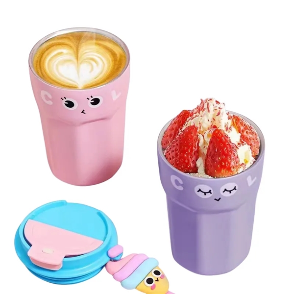 420ML Cartoon Vacuum Insulated Travel Coffee Mugs W/Handle - 420ML Cartoon Vacuum Insulated Travel Coffee Mugs W/Handle - Image 6 of 8