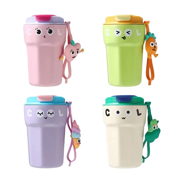 420ML Cartoon Vacuum Insulated Travel Coffee Mugs W/Handle - 420ML Cartoon Vacuum Insulated Travel Coffee Mugs W/Handle - Image 7 of 8