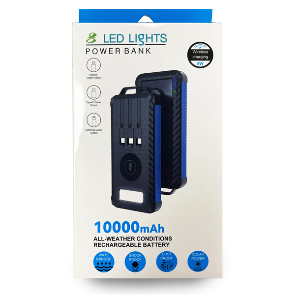 10K mAh Solar Power Bank w/Wireless Charging - 10K mAh Solar Power Bank w/Wireless Charging - Image 2 of 4