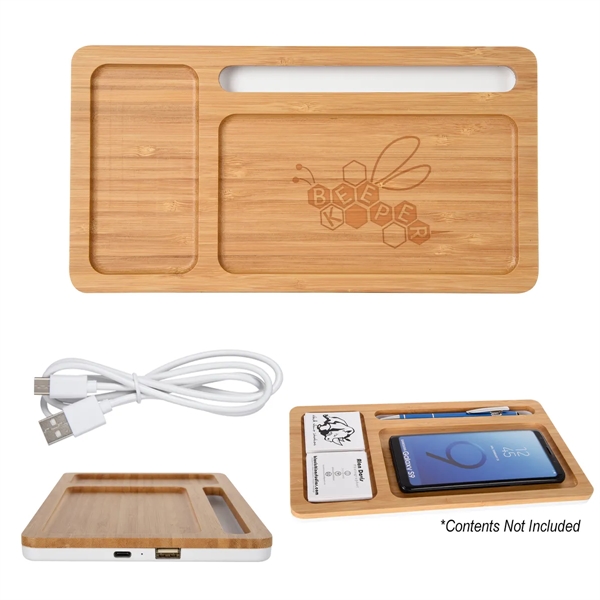 Bamboo Wireless Charging Pad Desktop Organizer - Bamboo Wireless Charging Pad Desktop Organizer - Image 5 of 6