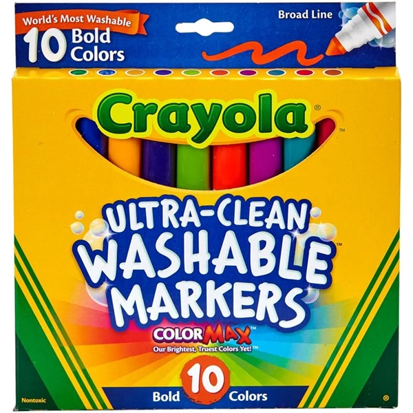Crayola® Ultra-Clean Markers, Broad Line, Bold, 10 ct. - Crayola® Ultra-Clean Markers, Broad Line, Bold, 10 ct. - Image 0 of 0