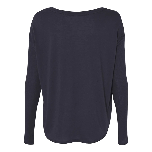 BELLA + CANVAS Women's Flowy 2x1 Ribbed Long Sleeve Tee - BELLA + CANVAS Women's Flowy 2x1 Ribbed Long Sleeve Tee - Image 15 of 21