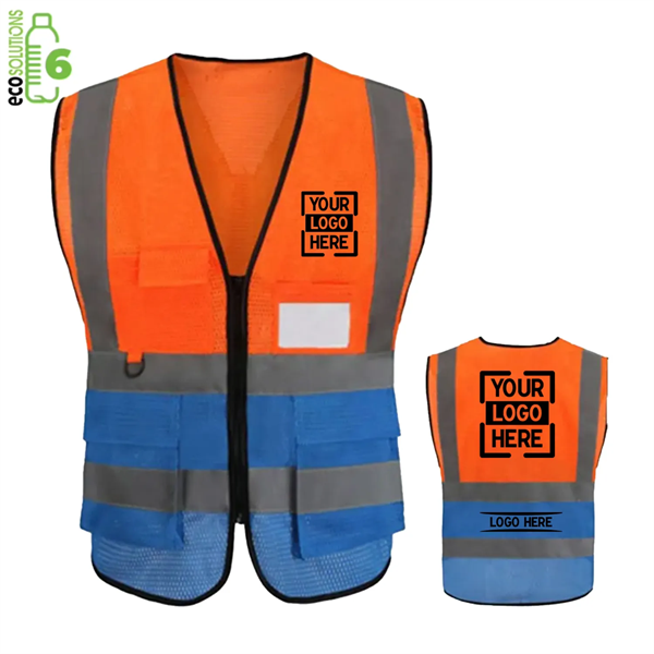 Hi Vis rPET Class 2 Reflective Mesh Safety Vest With Pockets - Hi Vis rPET Class 2 Reflective Mesh Safety Vest With Pockets - Image 0 of 3