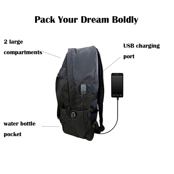 Travel Laptop Backpack With USB Charging Port - Travel Laptop Backpack With USB Charging Port - Image 3 of 4