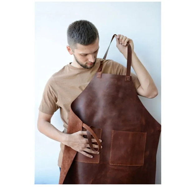 Full Leather Handcrafted Apron - Full Leather Handcrafted Apron - Image 3 of 4