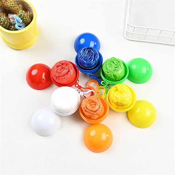 Disposable Raincoat Poncho Portable Ball Keychain - Disposable Raincoat Poncho Portable Ball Keychain - Image 1 of 3