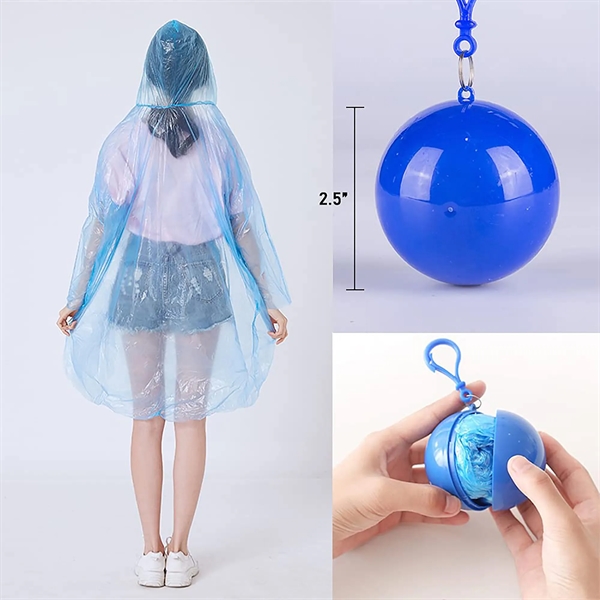 Disposable Raincoat Poncho Portable Ball Keychain - Disposable Raincoat Poncho Portable Ball Keychain - Image 2 of 3