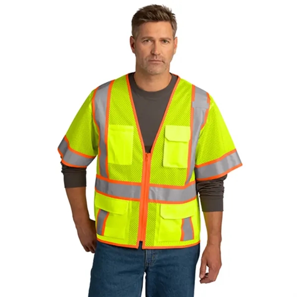 CornerStone® Mesh Zippered Two-Tone Short Sleeve Vest - CornerStone® Mesh Zippered Two-Tone Short Sleeve Vest - Image 3 of 4