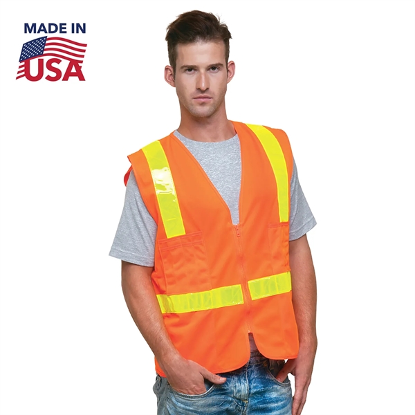 ANSI Class 2 USA Made Polyester Safety Vest with Pockets - ANSI Class 2 USA Made Polyester Safety Vest with Pockets - Image 1 of 1