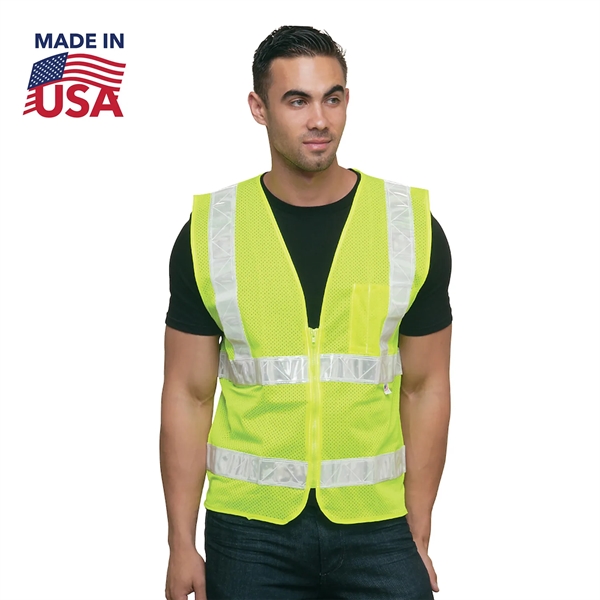 USA Made ANSI Class 2 Mesh Safety Vest with Pockets - USA Made ANSI Class 2 Mesh Safety Vest with Pockets - Image 1 of 1