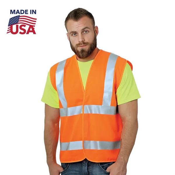 USA Made Class 2 Polyester Safety Loop & Hook Vest - USA Made Class 2 Polyester Safety Loop & Hook Vest - Image 1 of 1