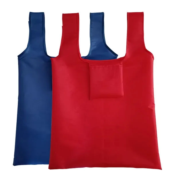 T-shirt Foldable RPET Shopping Bag with Pouch - T-shirt Foldable RPET Shopping Bag with Pouch - Image 1 of 6