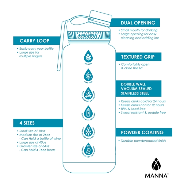 Manna Organics Ranger Pro Water Bottle - White Marble 26 oz