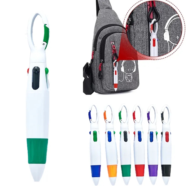 Carabiner 4 Color Retractable Pens - Carabiner 4 Color Retractable Pens - Image 0 of 6