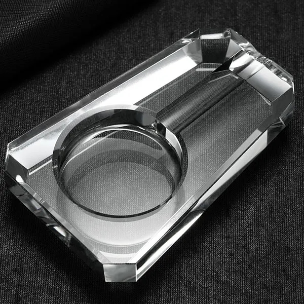 Clear Crystal Single Cigar Ashtray - Clear Crystal Single Cigar Ashtray - Image 1 of 6