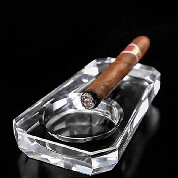 Clear Crystal Single Cigar Ashtray - Clear Crystal Single Cigar Ashtray - Image 3 of 6