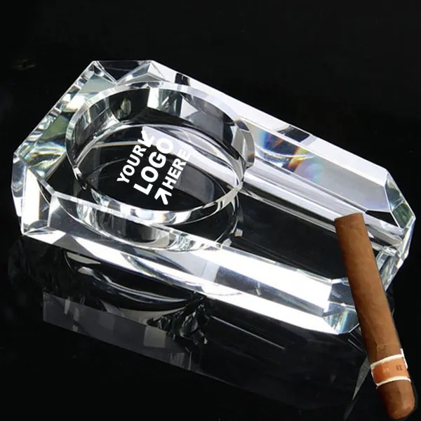 Clear Crystal Single Cigar Ashtray - Clear Crystal Single Cigar Ashtray - Image 6 of 6