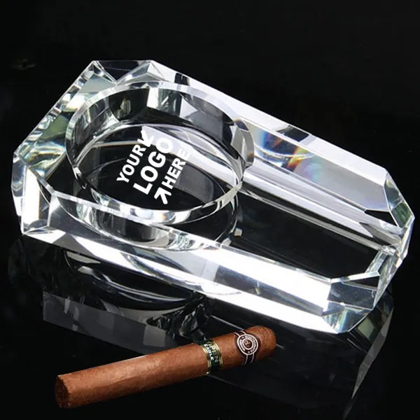 Clear Crystal Single Cigar Ashtray - Clear Crystal Single Cigar Ashtray - Image 0 of 6