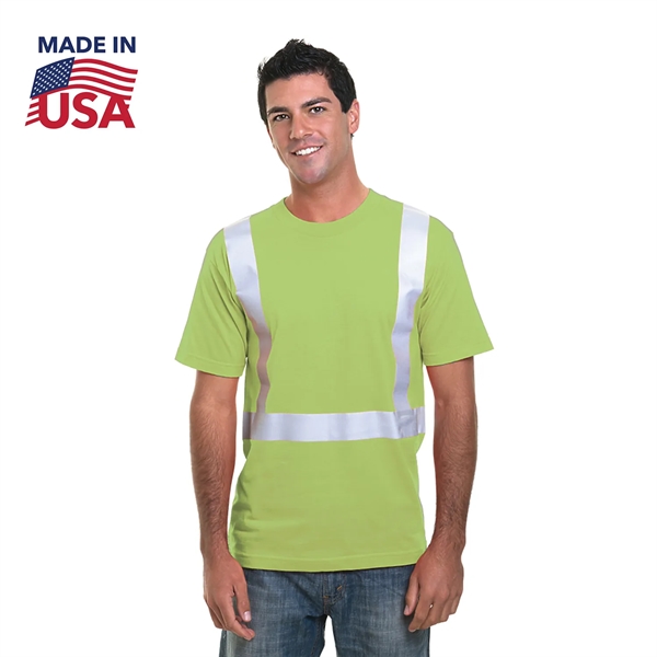 High Vis USA-Made 100% Polyester Class 2 Safety T-Shirt - High Vis USA-Made 100% Polyester Class 2 Safety T-Shirt - Image 1 of 2