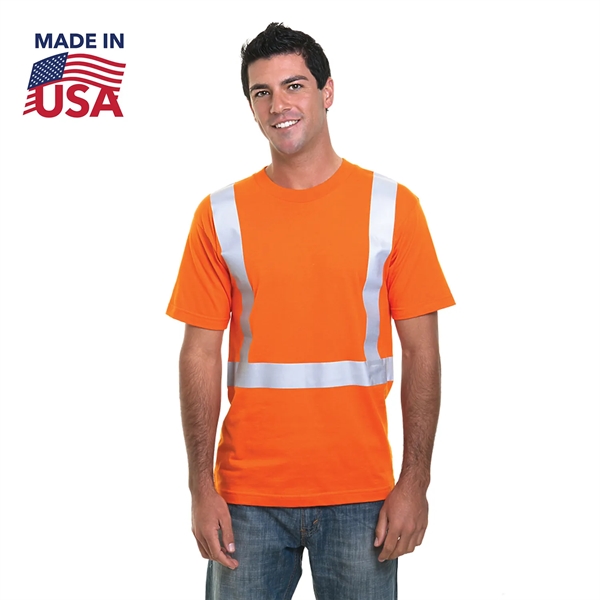 High Vis USA-Made 100% Polyester Class 2 Safety T-Shirt - High Vis USA-Made 100% Polyester Class 2 Safety T-Shirt - Image 2 of 2