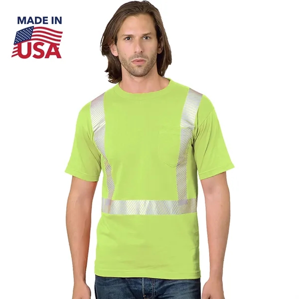 USA-Made Class 2 Poly-Cotton Segmented Safety Pocket T-Shirt - USA-Made Class 2 Poly-Cotton Segmented Safety Pocket T-Shirt - Image 2 of 2