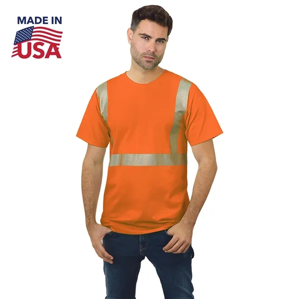 USA-Made Class 2 Poly-Cotton Segmented Safety T-Shirt - USA-Made Class 2 Poly-Cotton Segmented Safety T-Shirt - Image 2 of 2