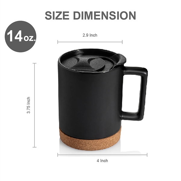 14 oz. Cork Base Ceramic Dishwasher-Safe Mug w/ Lid & Handle - 14 oz. Cork Base Ceramic Dishwasher-Safe Mug w/ Lid & Handle - Image 1 of 10