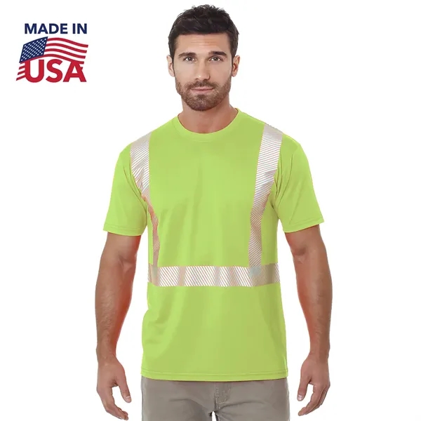 Hi Viz USA-Made Class 2 Segmented Safety Workwear T-Shirt - Hi Viz USA-Made Class 2 Segmented Safety Workwear T-Shirt - Image 2 of 2