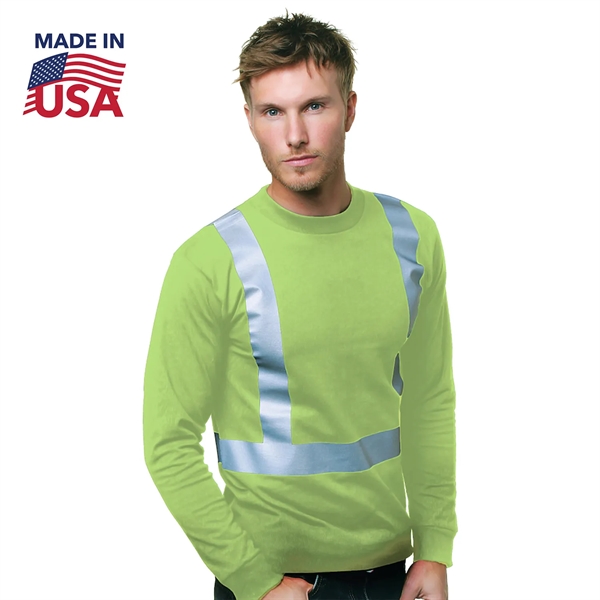 Class 2 USA-Made 100% Cotton Safety Long Sleeve T-Shirt - Class 2 USA-Made 100% Cotton Safety Long Sleeve T-Shirt - Image 2 of 2