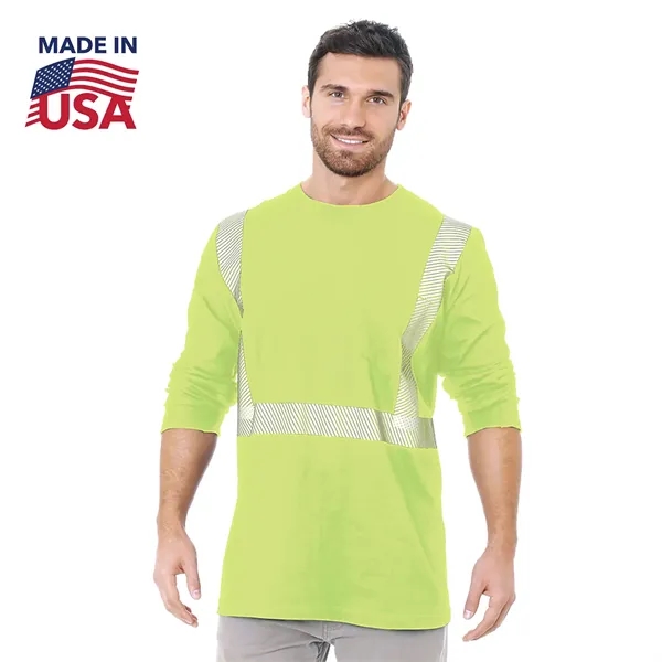 USA-Made Segmented 100% Cotton Safety Long Sleeve T-Shirt - USA-Made Segmented 100% Cotton Safety Long Sleeve T-Shirt - Image 2 of 3