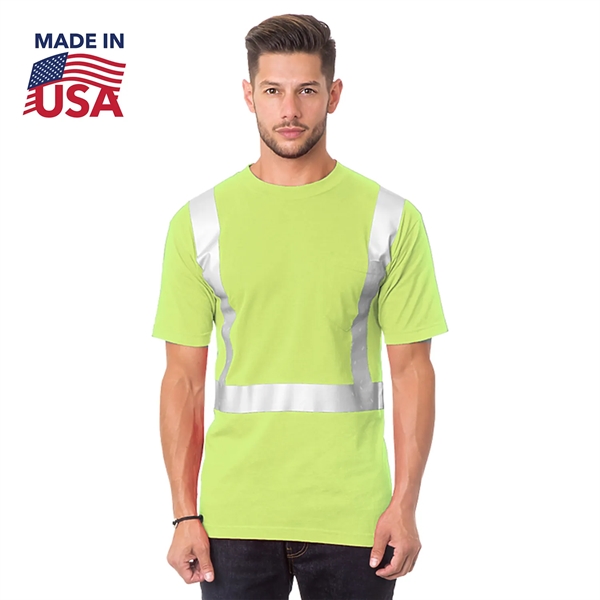 100%USA Made Class 2 Hi Vis Reflective Safety Pocket T-Shirt - 100%USA Made Class 2 Hi Vis Reflective Safety Pocket T-Shirt - Image 2 of 2