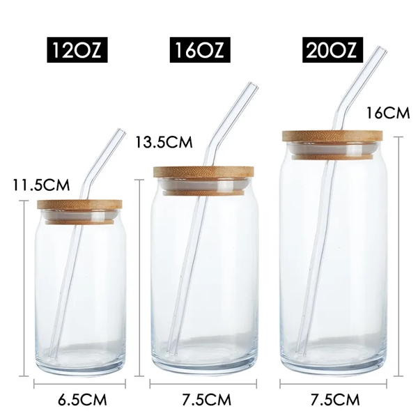 Glass Tumbler 16 oz with Bamboo Lid and Straw - Glass Tumbler 16 oz with Bamboo Lid and Straw - Image 3 of 3