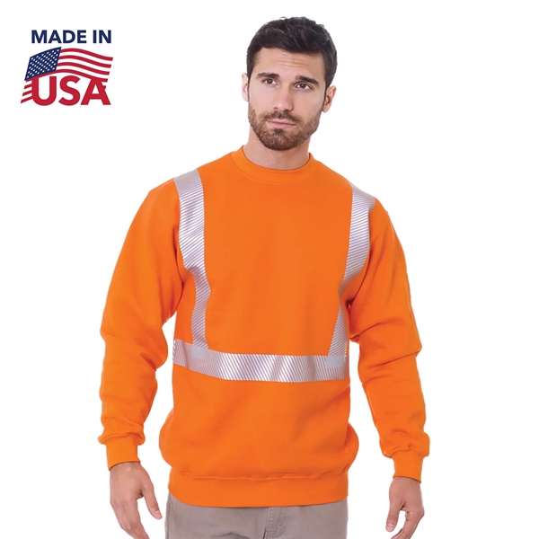 Class 2 USA-Made Pre-Shrunk Segmented Safety Sweatshirt - Class 2 USA-Made Pre-Shrunk Segmented Safety Sweatshirt - Image 2 of 2