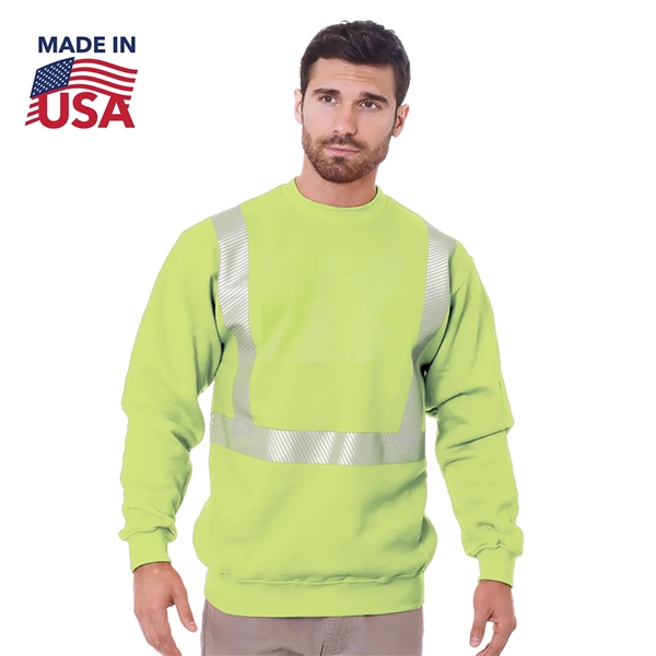 Class 2 USA-Made Pre-Shrunk Segmented Safety Sweatshirt - Class 2 USA-Made Pre-Shrunk Segmented Safety Sweatshirt - Image 1 of 2