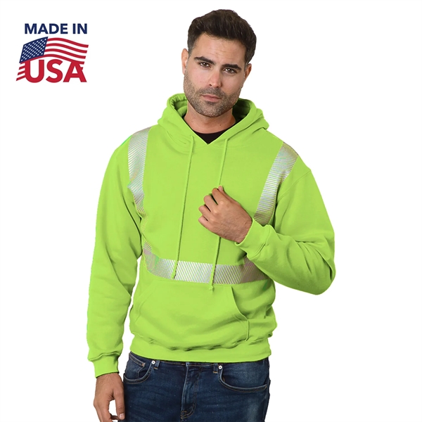 Class 2 USA-Made Pre-Shrunk Segmented Safety Pullover Hoodie - Class 2 USA-Made Pre-Shrunk Segmented Safety Pullover Hoodie - Image 1 of 2