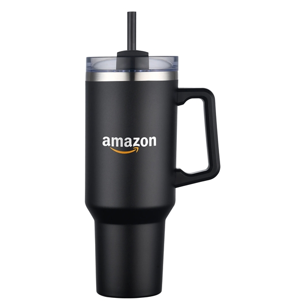 40 oz Double Wall Tumbler with Handle and Straw