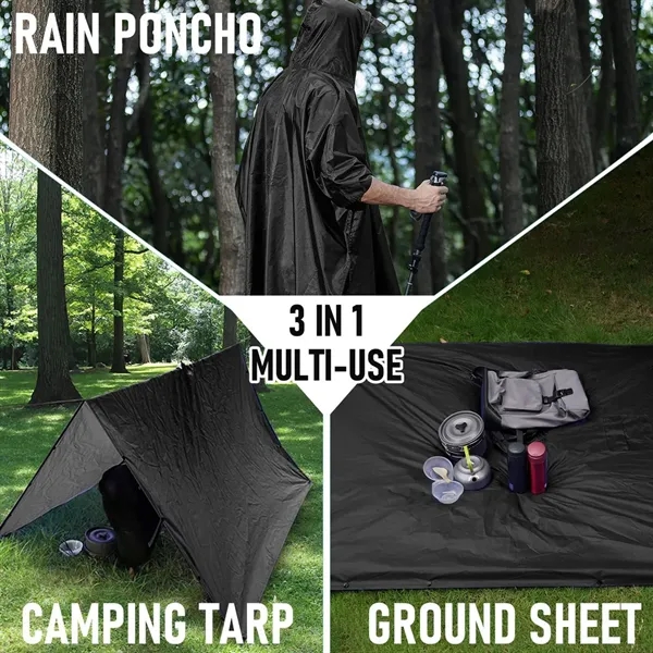 Hooded Waterproof PU Rain Poncho With Pocket - Hooded Waterproof PU Rain Poncho With Pocket - Image 2 of 3