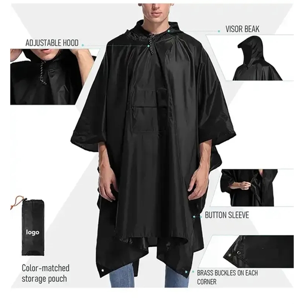 Waterproof Rain Poncho Hiking Raincoat Hooded Coat Jacket - Waterproof Rain Poncho Hiking Raincoat Hooded Coat Jacket - Image 1 of 5