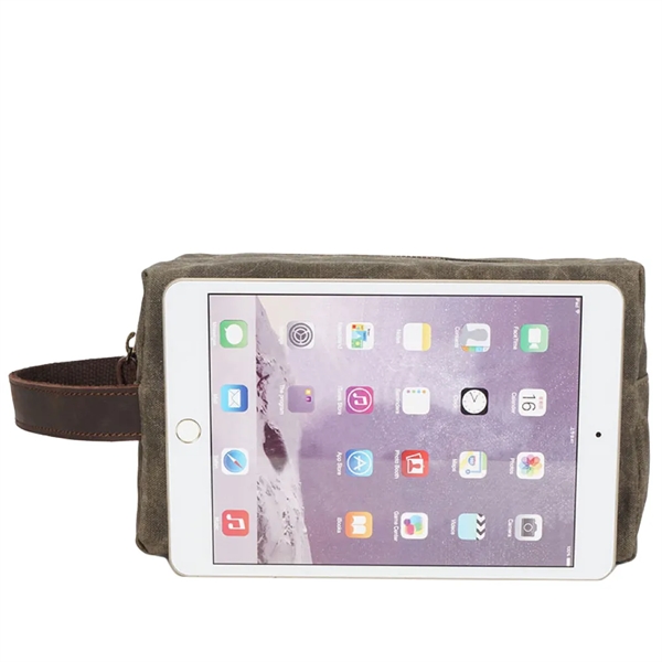 Waxed Canvas Plastic Lined Travel Kit - Waxed Canvas Plastic Lined Travel Kit - Image 1 of 6